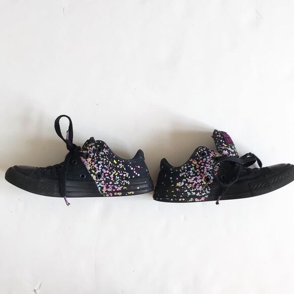 Converse black paint splatter sneakers EUC size 1 - Picture 2 of 7